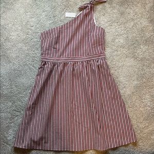 🌸NWT🌸 LOFT One Shoulder Seersucker Dress Women’s Size14